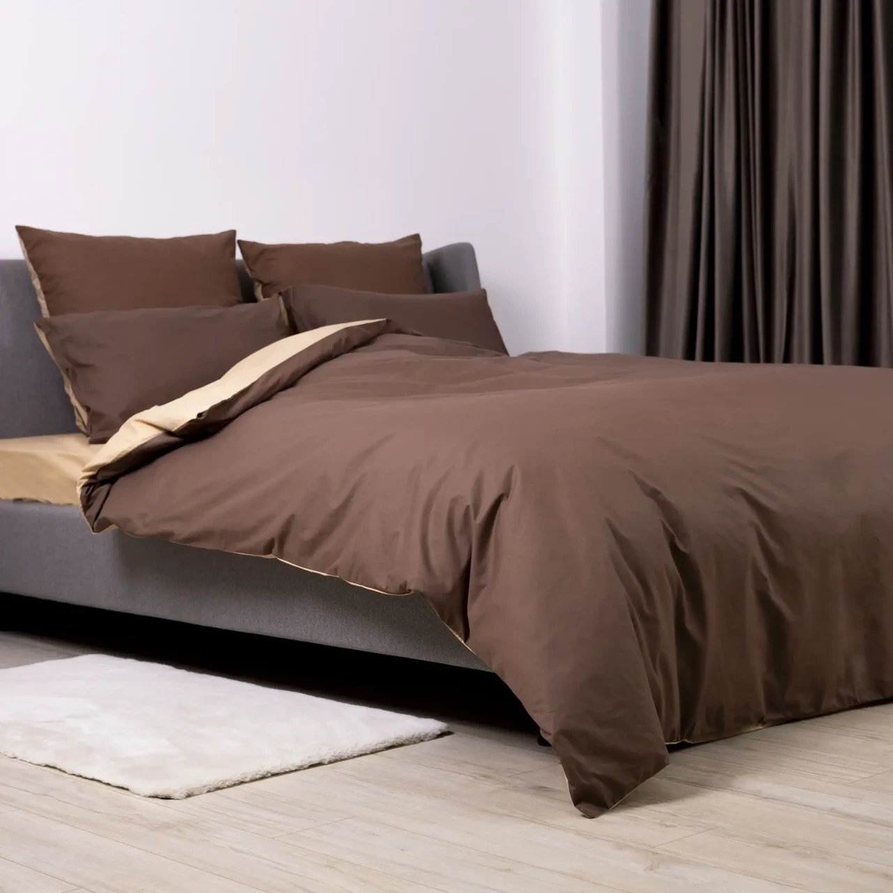 Комплект постельного белья Nature`s Nest двухспальный ранфорс 215х220 см/наволочки 2 шт. 50х70 см Коричневый - фото 3