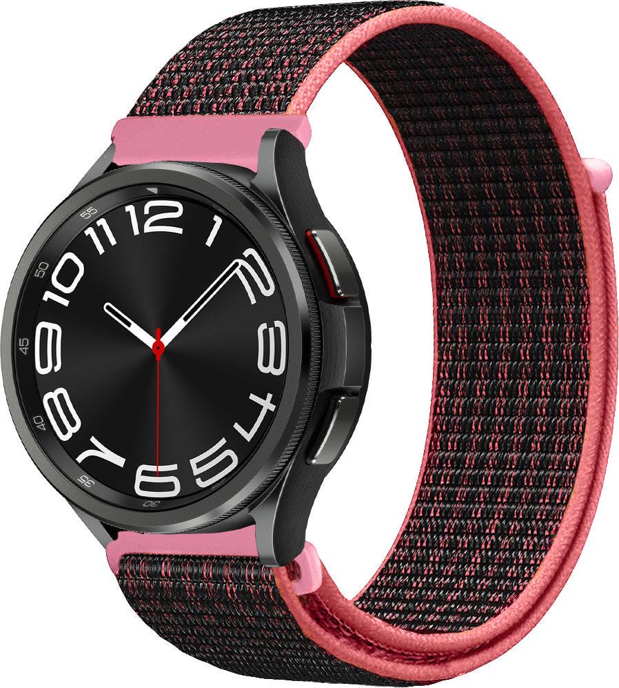 Ремешок нейлоновый Sport Loop для Galaxy Watch 6 Classic 43 мм Black/Pink (37653-51)