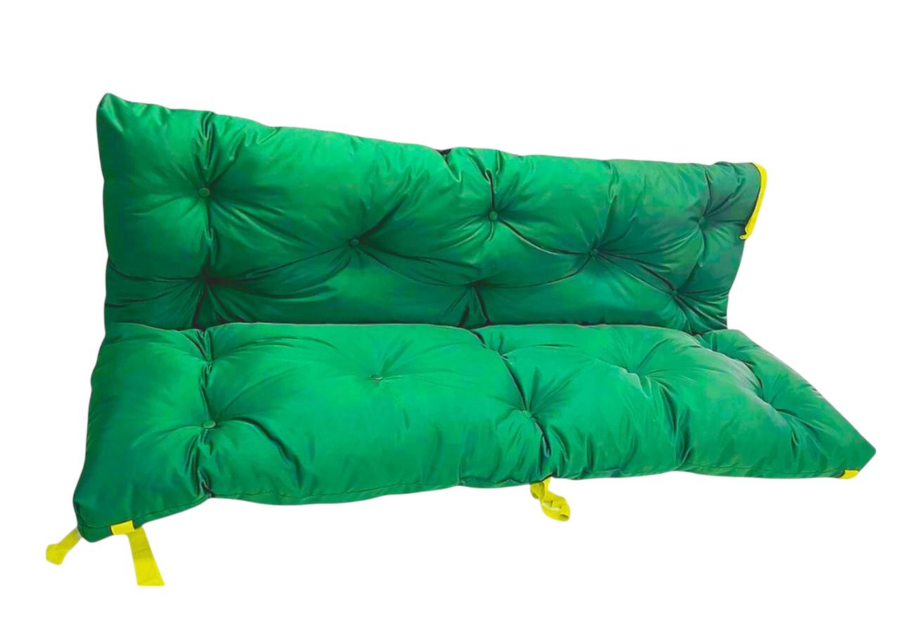 Комплект мягких матрасов на садовые качели с каретной стяжкой 140х53х53 см Ярко-зеленый - фото 1 Комплект мягких матрасов на садовые качели с каретной стяжкой 140х53х53 см Ярко-зеленый - фото 1