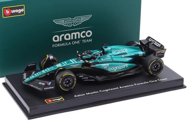 Колекційна модель Bburago Aston Martin AMR18 у прозорому боксі із металу масштаб 1:43