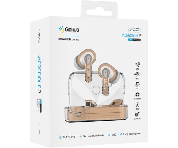 Наушники проводные TWS Gelius Incredible 2 GP-TWS033X Beige - фото 3