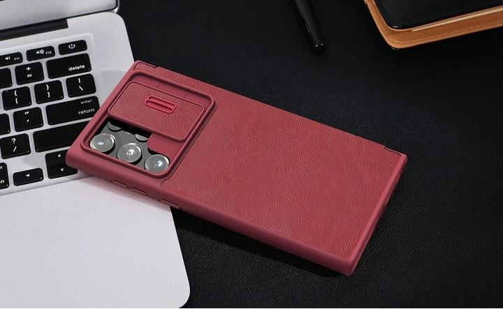 Шкіряний чохол книжка Nillkin Qin series для Samsung Galaxy S22 Ultra Red - фото 3