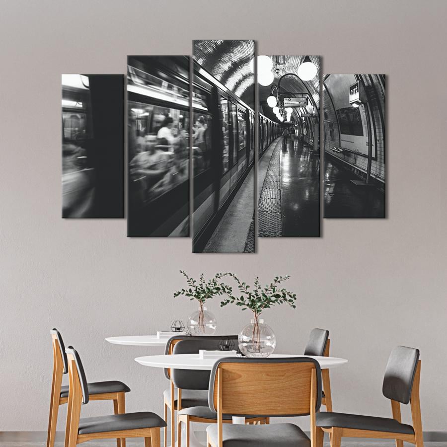 Картина город Поезд в тоннеле метро 137x85 см (A728-5)