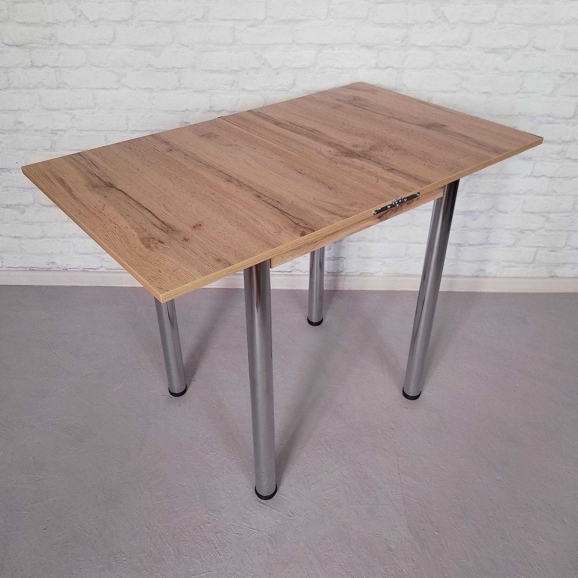 Обеденный стол смарт раскладной/ножки металлические 60х50х75 см/100х60х75 см Дуб аппалачи/Хром (0049) - фото 2 Обеденный стол смарт раскладной/ножки металлические 60х50х75 см/100х60х75 см Дуб аппалачи/Хром (0049) - фото 2