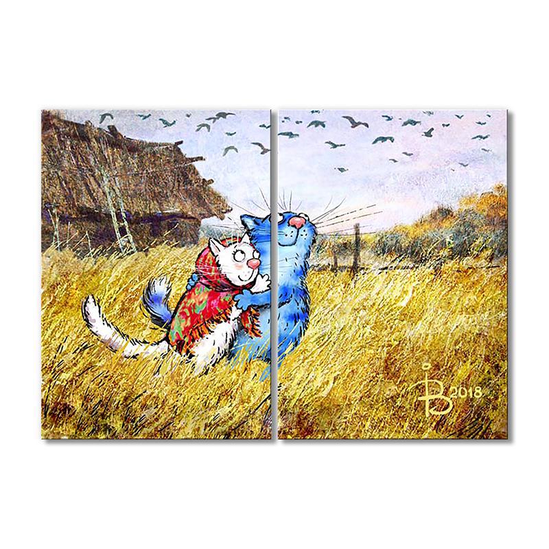 Модульная картина Почему котики не летают как птицы?.. 2 модуля 120x180 см