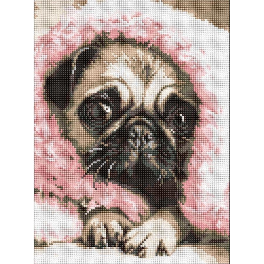 Алмазна мозаїка Ideyka Закутаний мопс 30x40 см (AMO20072)