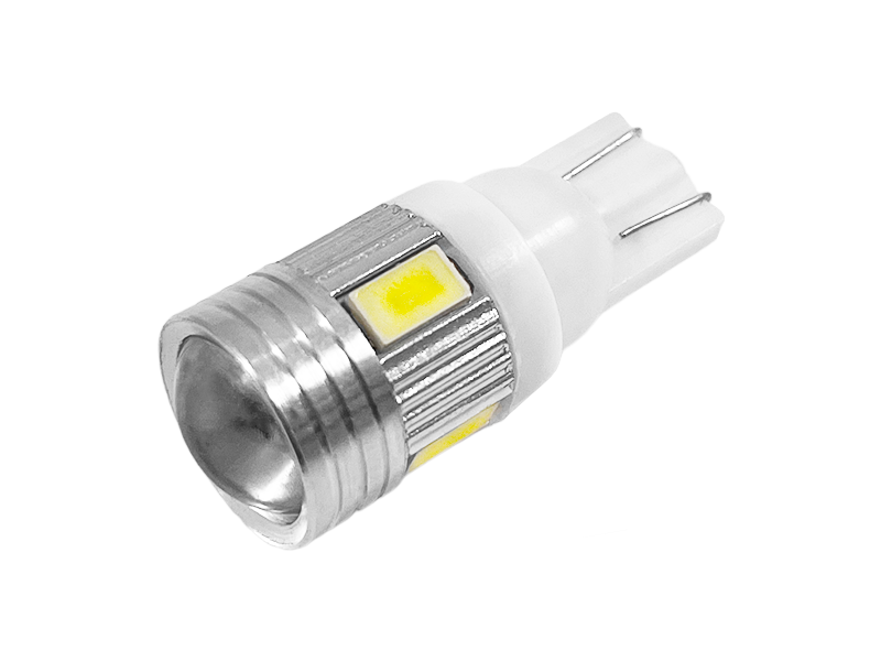 Автолампа світлодіодна з лінзою T10 W5W 12 В SMD5630-6led Білий (707)