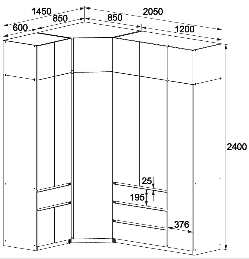 Шафа-стінка кутова Майстер Форм Брайт 1450/2050х520х2400 мм Німфея альба (32900) - фото 3 Шафа-стінка кутова Майстер Форм Брайт 1450/2050х520х2400 мм Німфея альба (32900) - фото 3