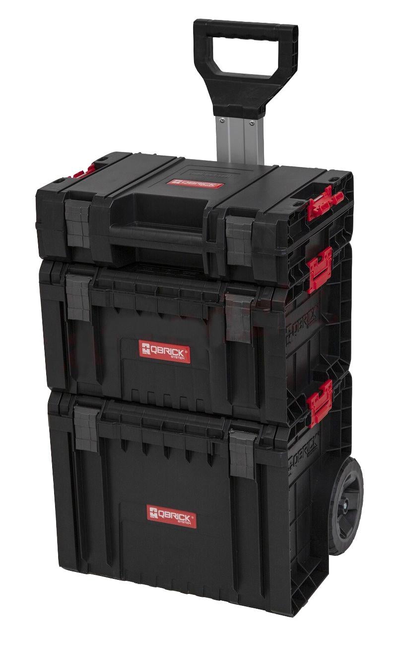 Набор ящиков для инструмента Qbrick System PRO Set 1 модульные на колесах пластиковые 440x370x710 мм Черный