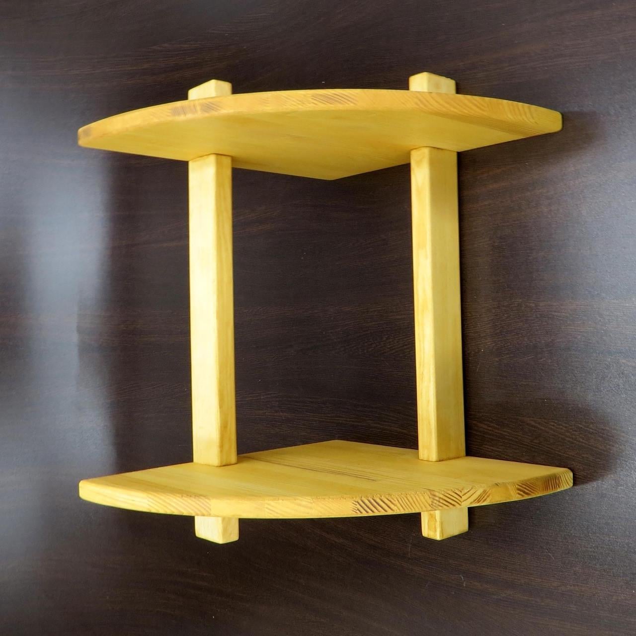 Полка настенная угловая из дерева Макорис 2 Карри (УНП-201303)