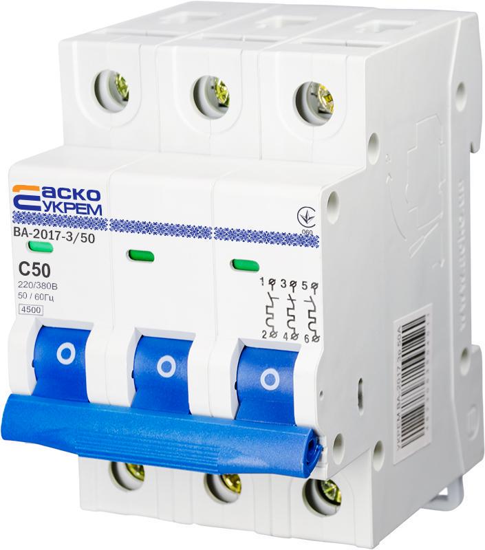 Автоматический выключатель АСКО-УКРЕМ ВА-2017/D 3р 50А (A0010170106)