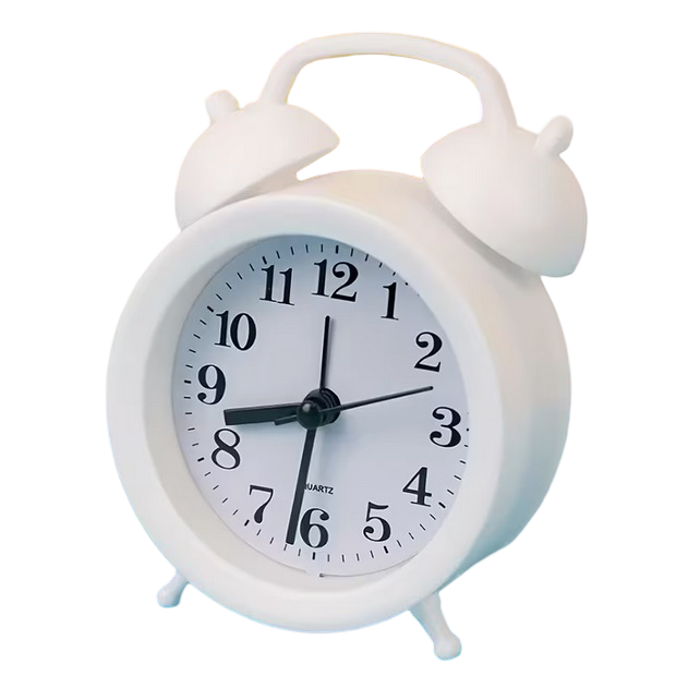 Часы круглые настольные с будильником R W-115 W от батареи АА белый
