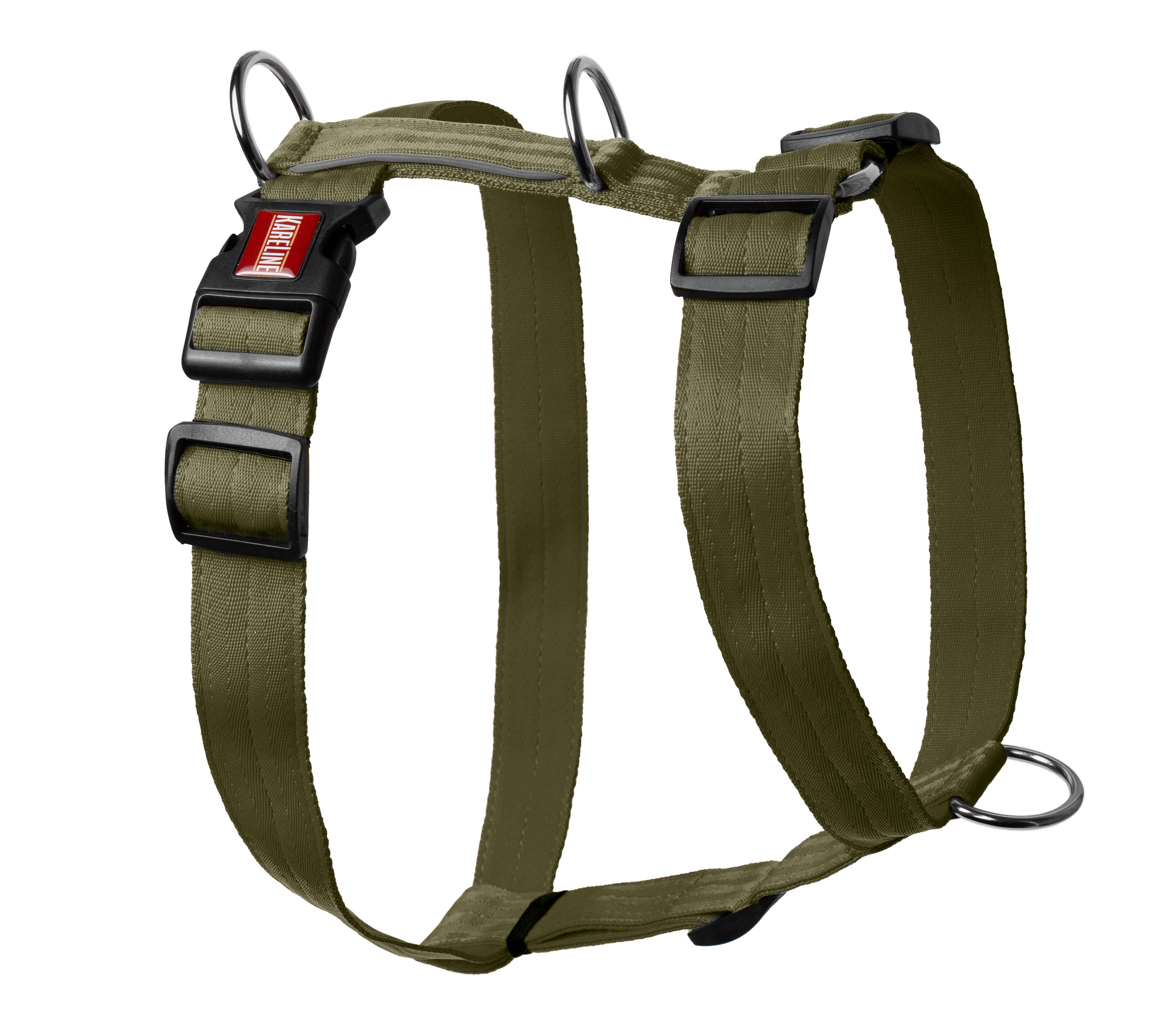 Шлея анатомическая KareLine из нейлона со светоотражающими элементами 25 мм А:340-540 мм В:470-690 мм Хаки (0976/15) - фото 1