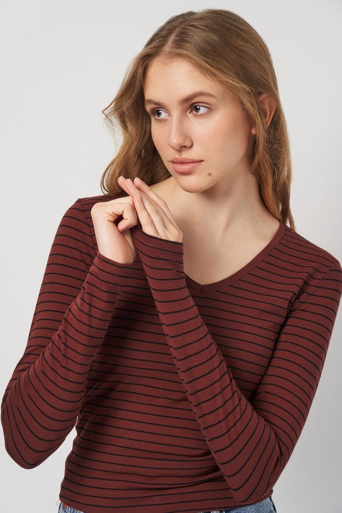 Футболка C&A 77539/2067947x70 довгий рукав жіноча XS Коричневий (184280) - фото 4