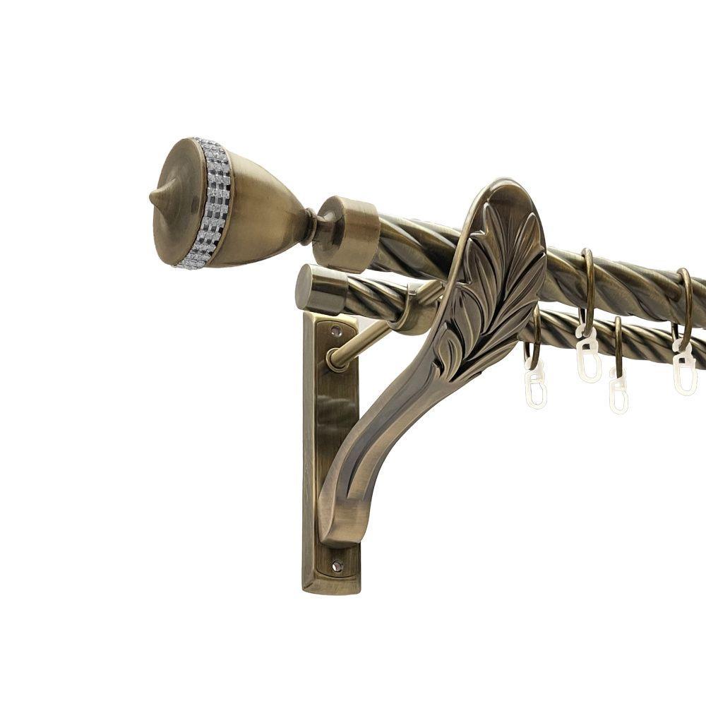 Карниз для штор Orvit Этерния крученая/крученая двухрядный 25/19 мм ретро 160 см Антик (000-7964)