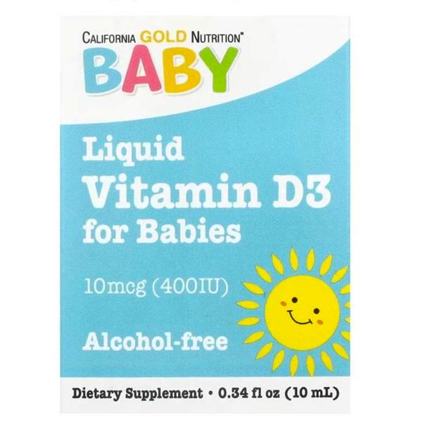 Витамин D California Gold Nutrition Baby Vitamin D3 400 IU 10 ml - фото 2