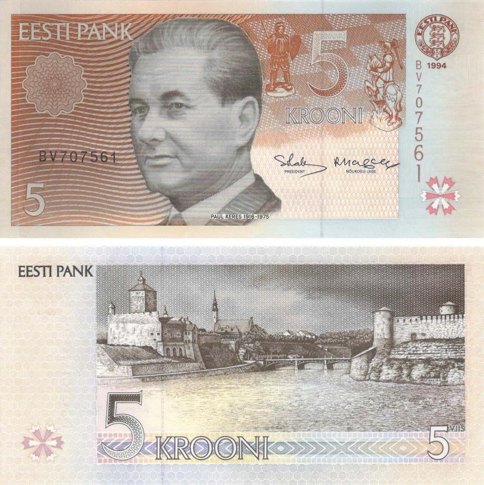 Колекційна банкнота Естонія 5 крон 1994 UNC P76 (Б07399)