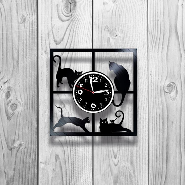 Часы настенные Кошки 0117 из виниловой пластинки