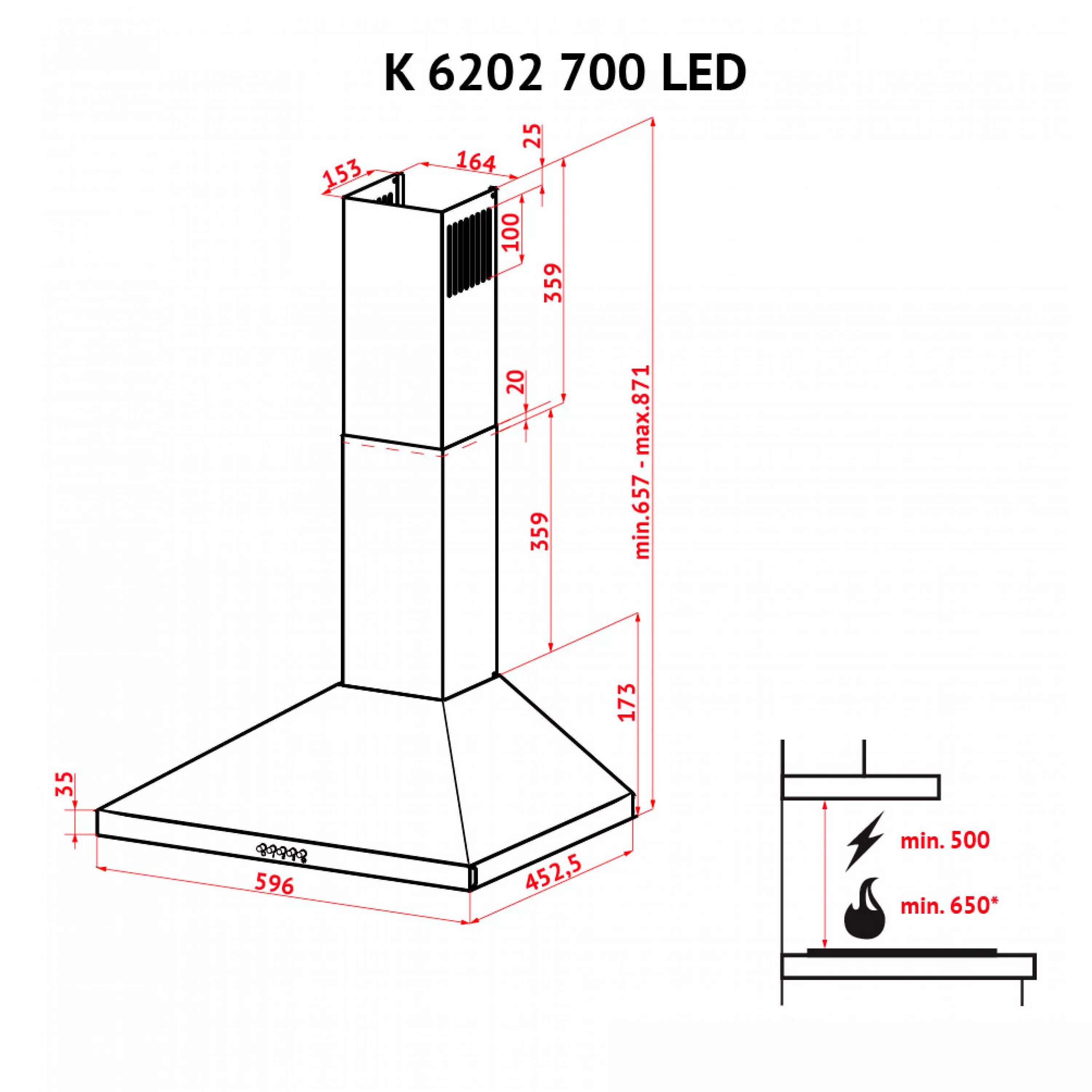 Вытяжка PERFELLI K 6202 BL 700 LED - фото 10