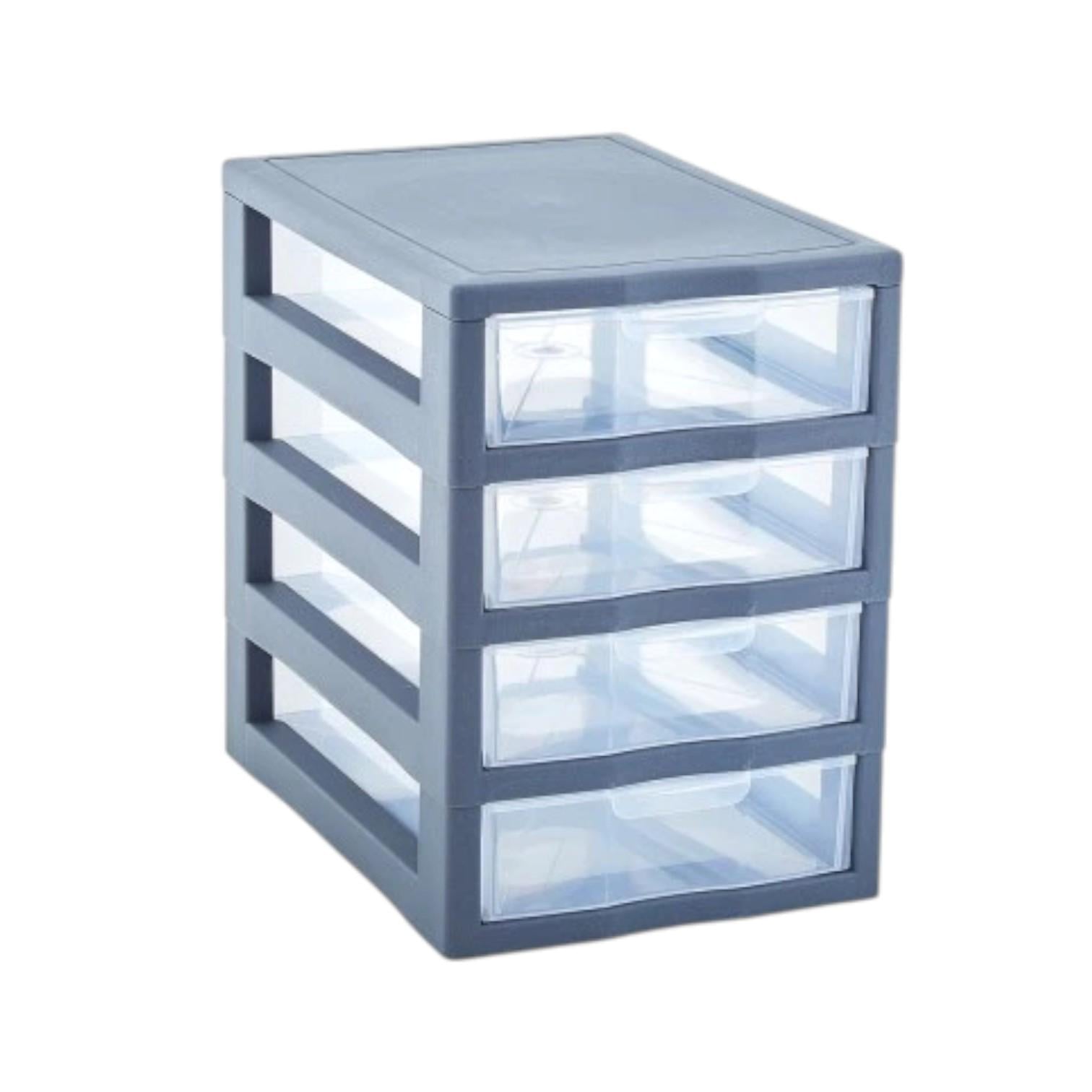 Комод настольный для хранения мелких вещей на 4 ящика пластиковый Графит (147-46-10453)