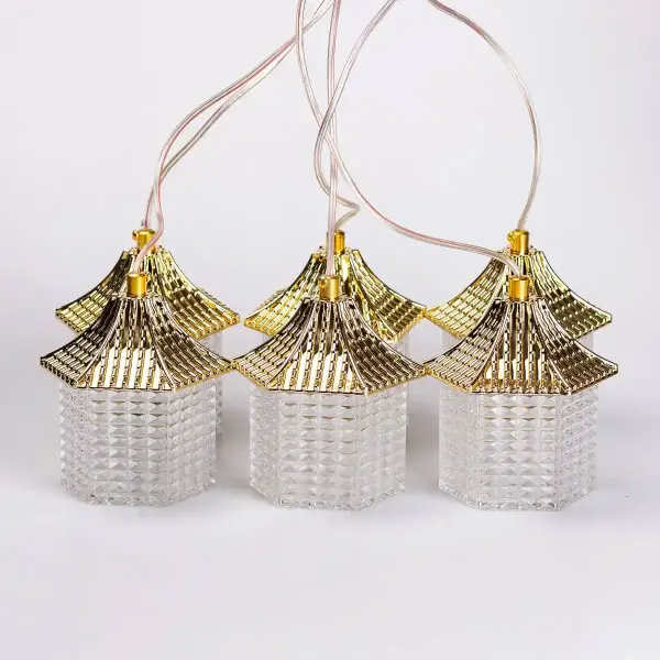 Гірлянда штора мережева LED з об'ємними фігурами будиночків у китайському стилі 3х0,9 м 6 ламп Теплий жовтий (6L3MLIG) - фото 13