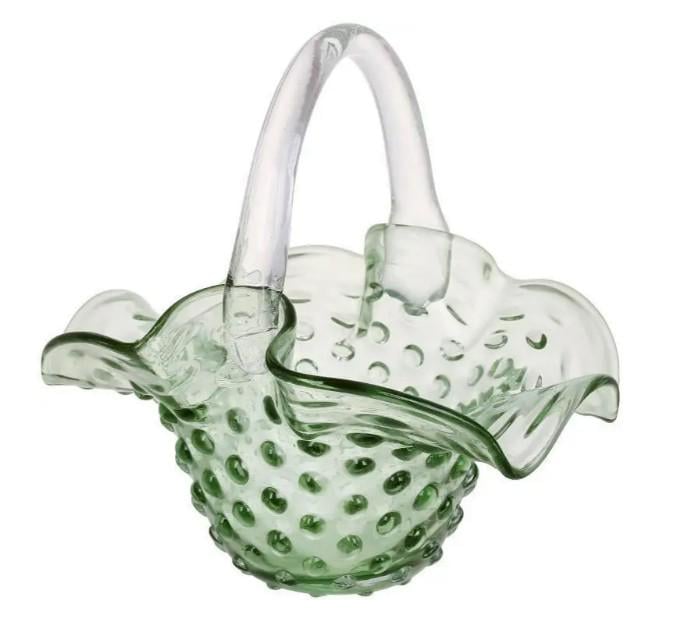 Ваза стеклянная Корзина 25х20,5х25 см Зеленая
