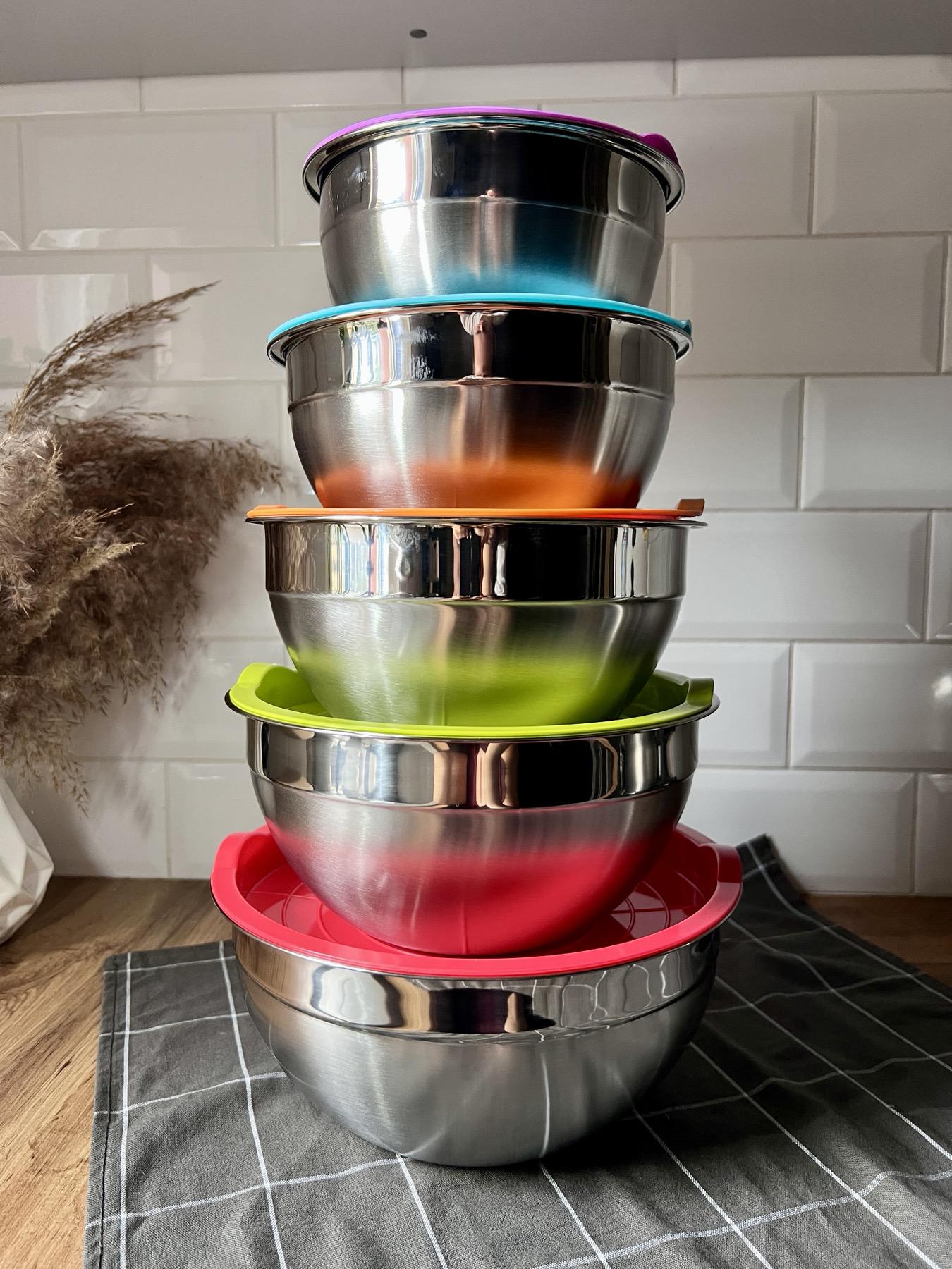 Набір мисок для змішування з нержавіючої сталі з кришками 5 шт. (EB-3636)