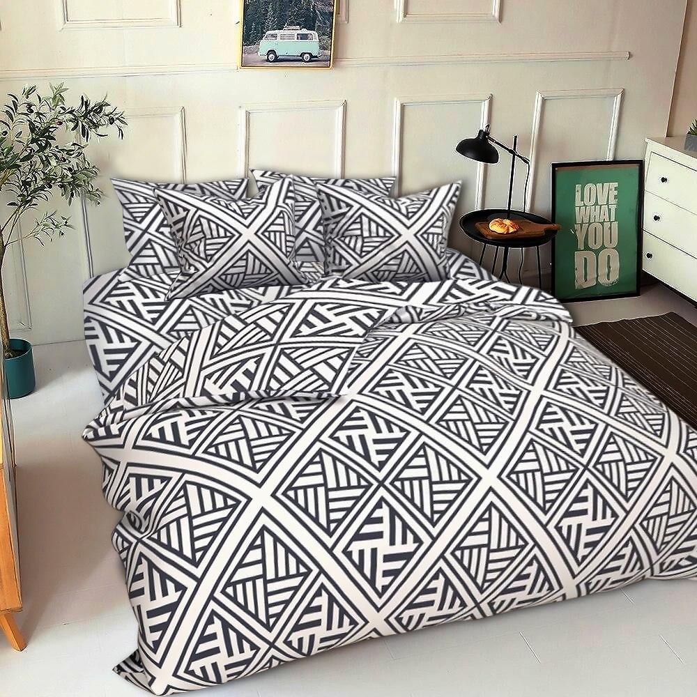 Комплект постельного белья Zastelli Геометрия 7753 White/Black бязь полуторный 145x210