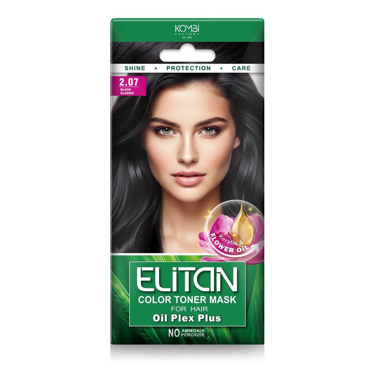 Тонирующая маска для волос ELITAN саше 30 мл № 2.07 Черный классический