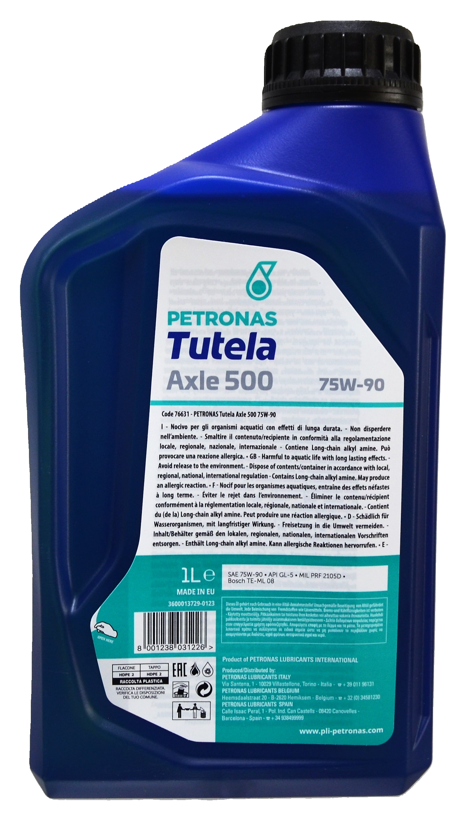 Трансмисионное масло PETRONAS LUBRICANTS TUTELA AXLE 500 Premium 75W-90 для мостов (2422521205) - фото 3 Трансмисионное масло PETRONAS LUBRICANTS TUTELA AXLE 500 Premium 75W-90 для мостов (2422521205) - фото 3