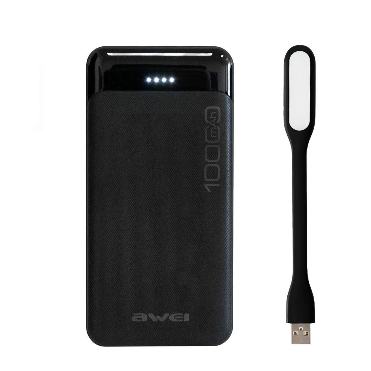 Повербанк Awei P37K и USB лампа 10000 mAh Черный (3000232-TOP-2)