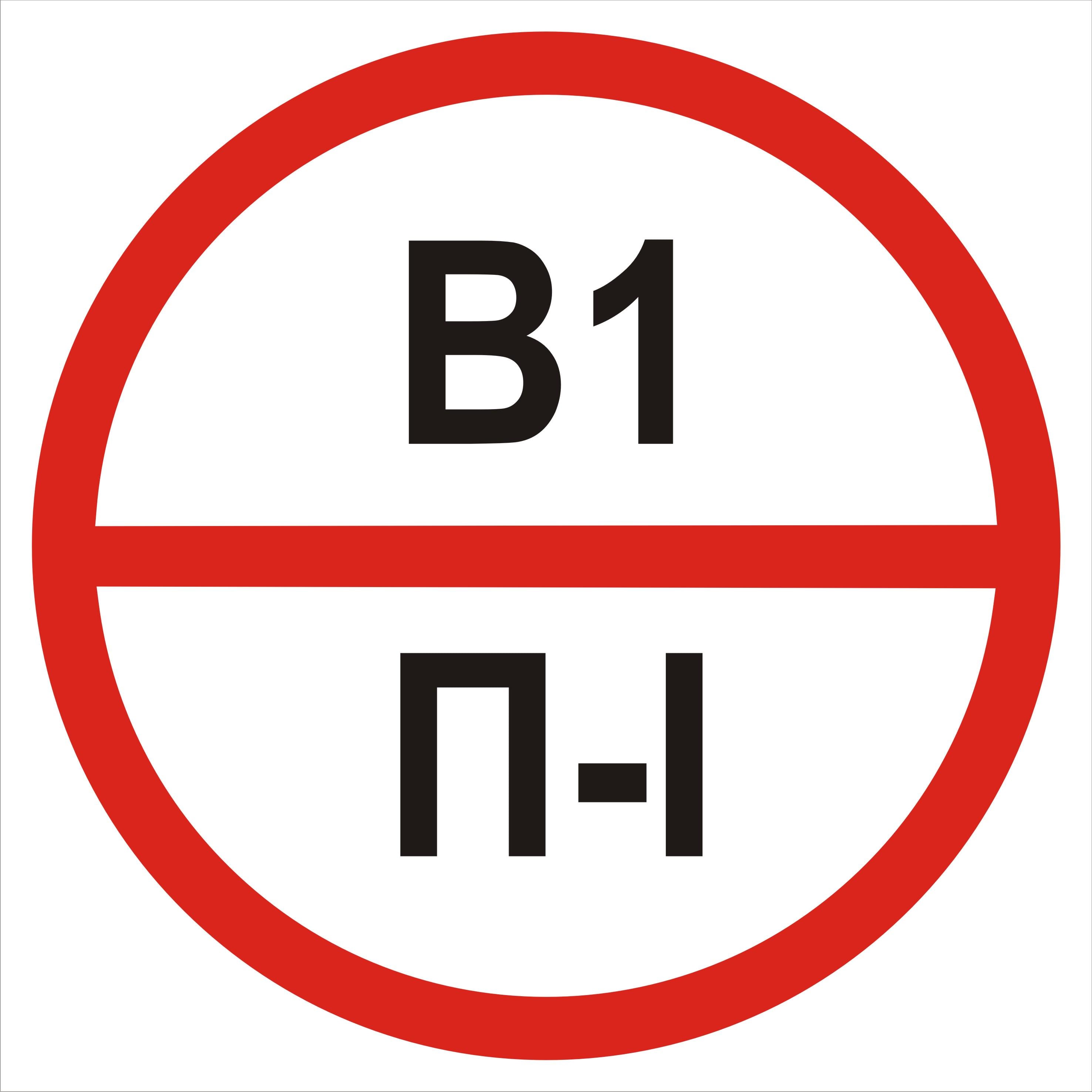 Табличка категория помещения В1/П1 20х20 см (00232)