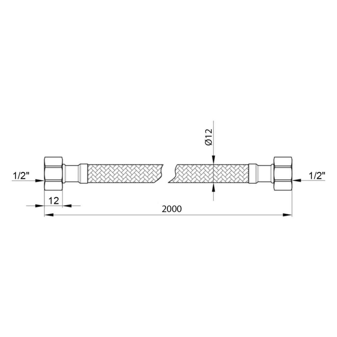 Подводка для подключения воды Kroner KRP гибкая в оплетке из нержавеющей стали 1/2" ВВ 200 см (CV023713) - фото 3 Подводка для подключения воды Kroner KRP гибкая в оплетке из нержавеющей стали 1/2" ВВ 200 см (CV023713) - фото 3