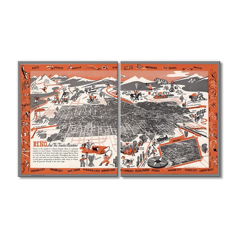 Винтажная карта Карта Пустынная Империя Рино 2 модуля 30х45 см