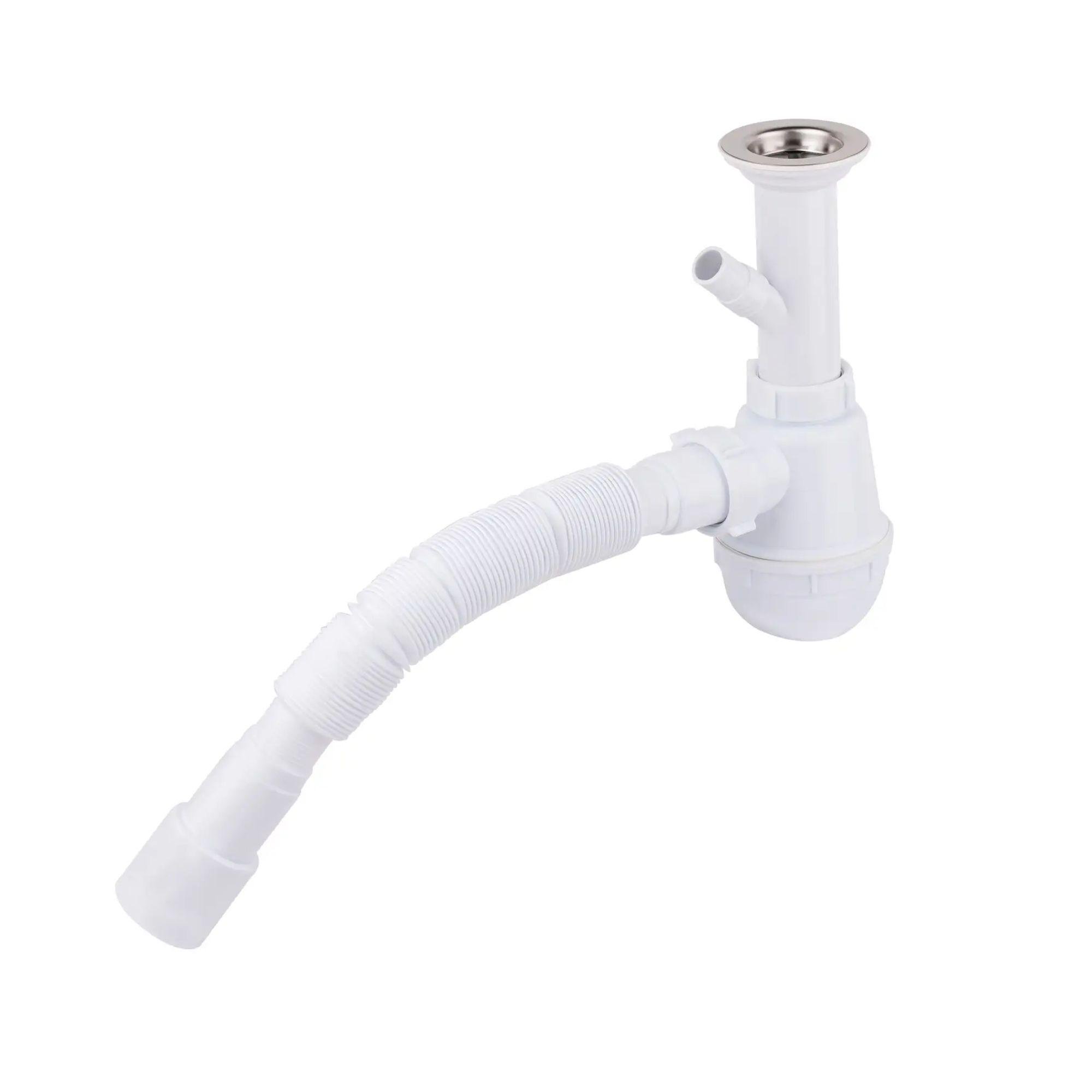 Сифон для кухонной мойки Lidz LK04 выпуск 70 мм колбовой без перелива с дополнительным отводом (60 05 M002 00)