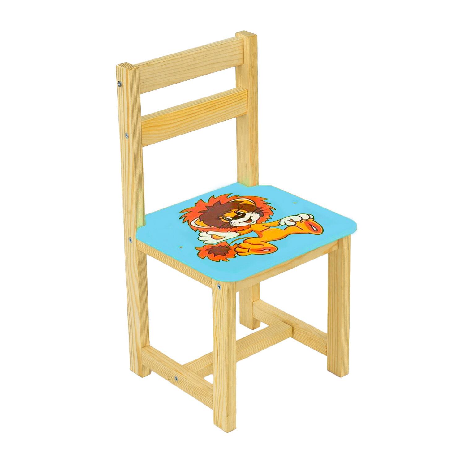 Детский стул Лев дерево 54 см Blue (67039)