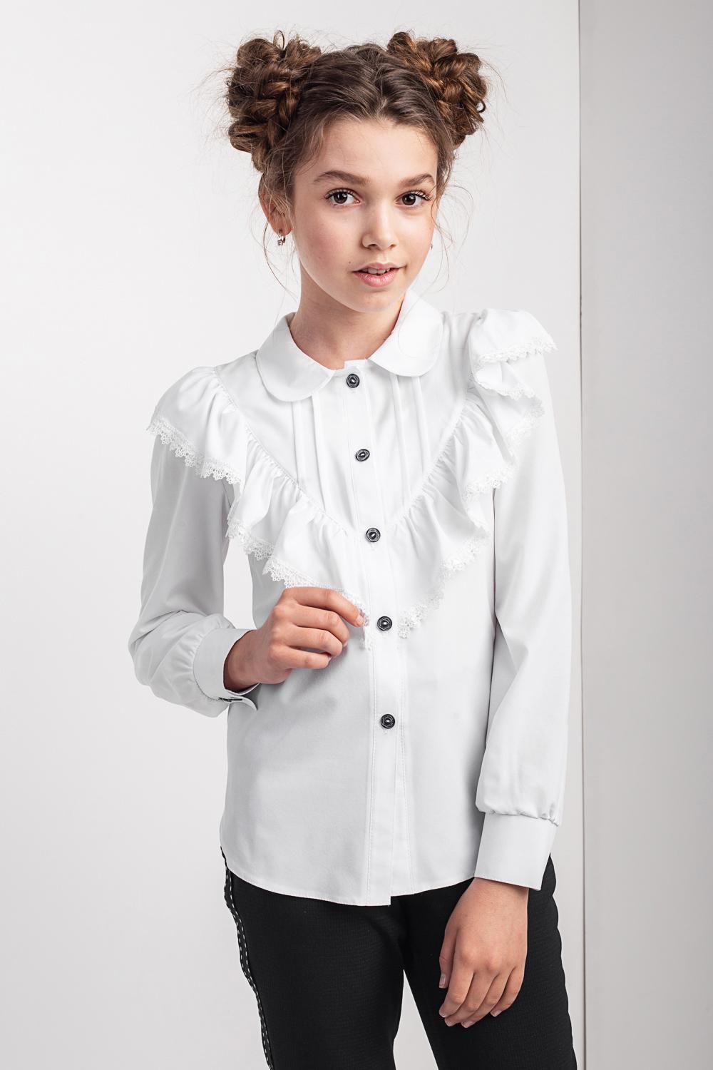 Блузка детская для девочек Diвa 122 см с отложным воротником Белый (12001)