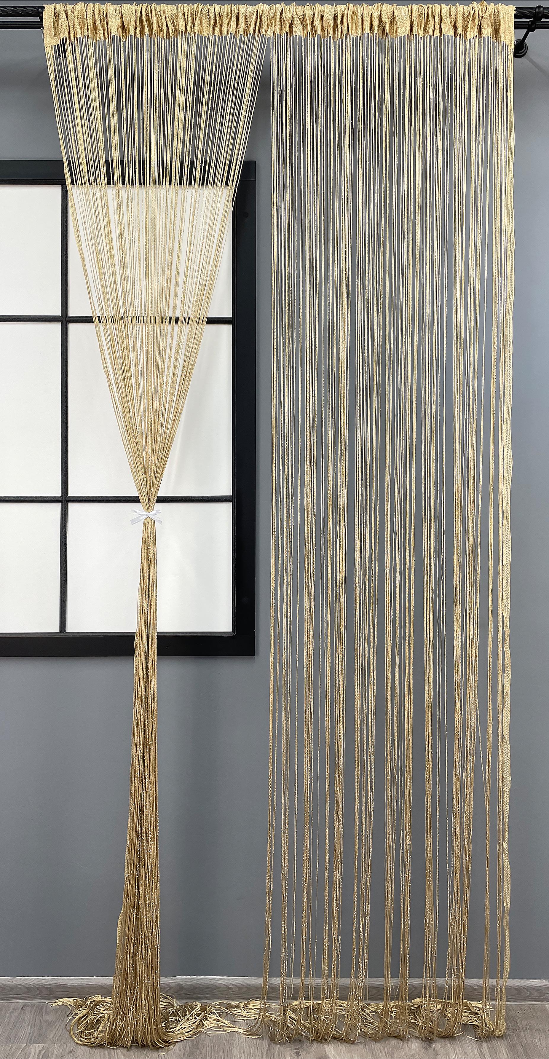 Шторы-нити Кисея с люрексом 300х300 см Темно-бежевый (61-062) Шторы-нити Кисея с люрексом 300х300 см Темно-бежевый (61-062)