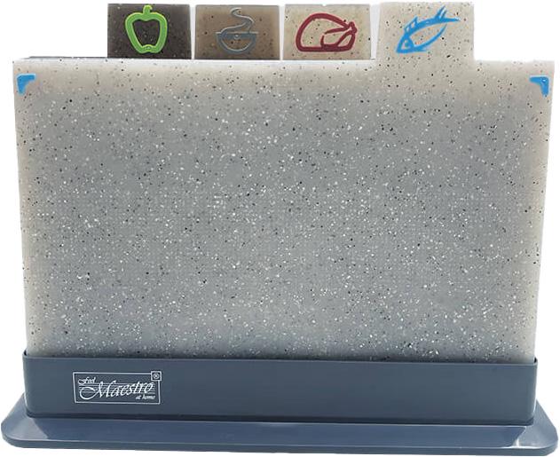 Набор кухонных досок пластиковых Maestro с подставкой 4 шт. (989460dc)