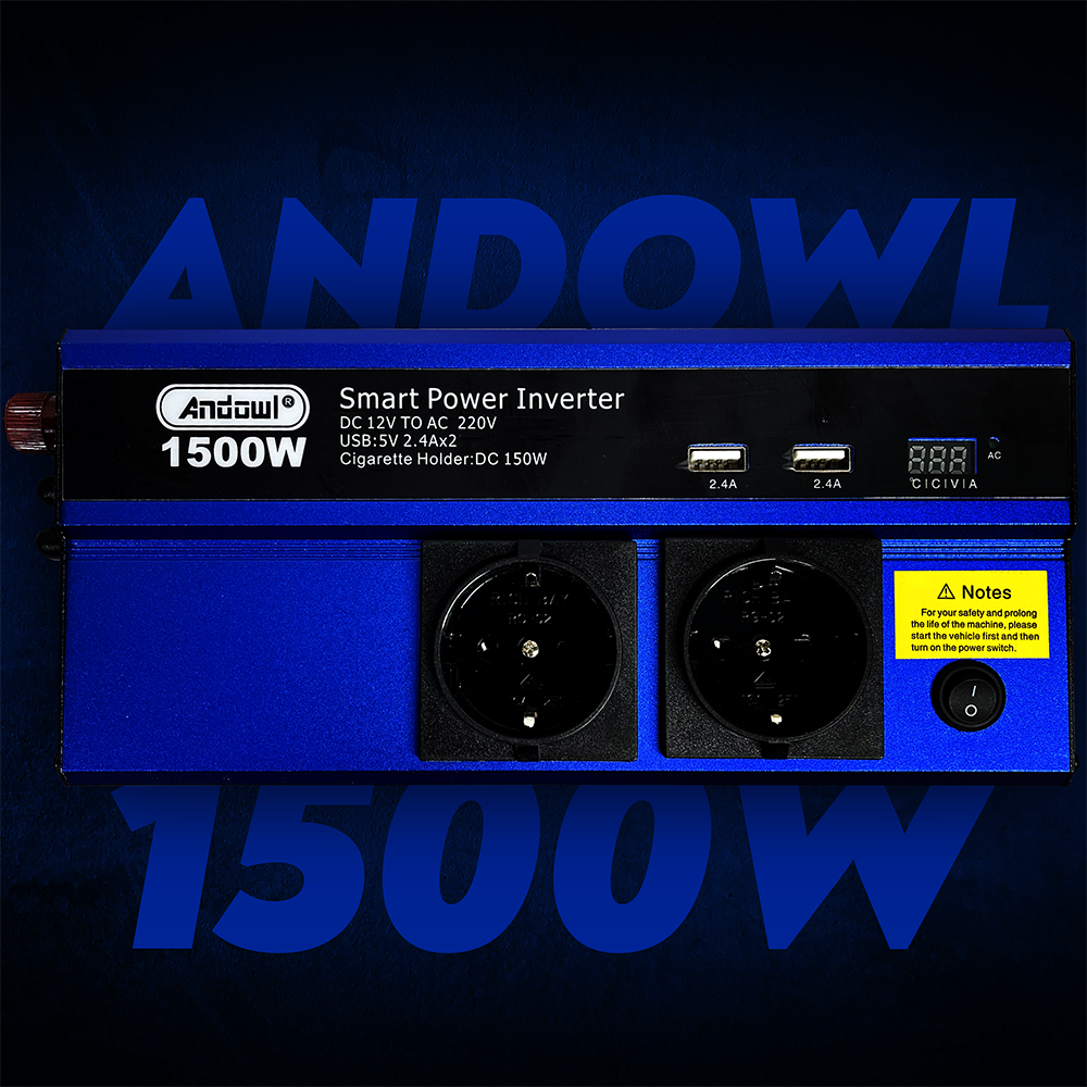 Автомобильный инвертор Andowl QY-7012 с модифицированным синусом 1500 Ватт 1500 W (142) - фото 2