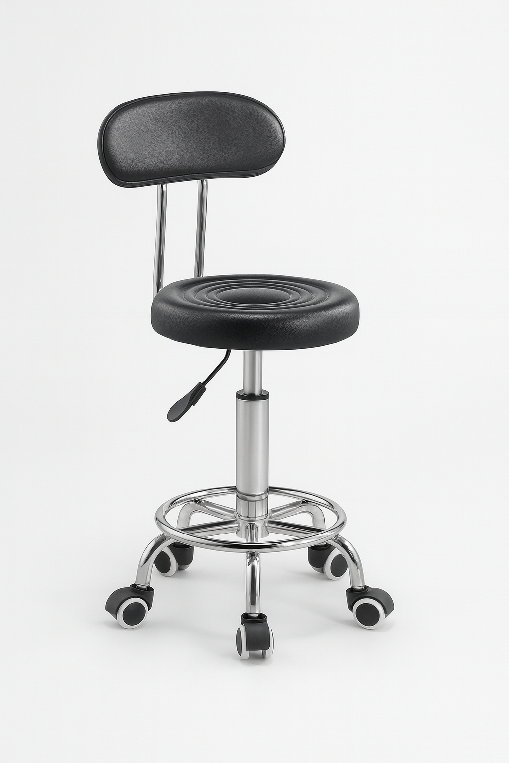 Стул мастера для салона красоты ST-768 с регулировкой высоты и спинкой Черный (27479339)