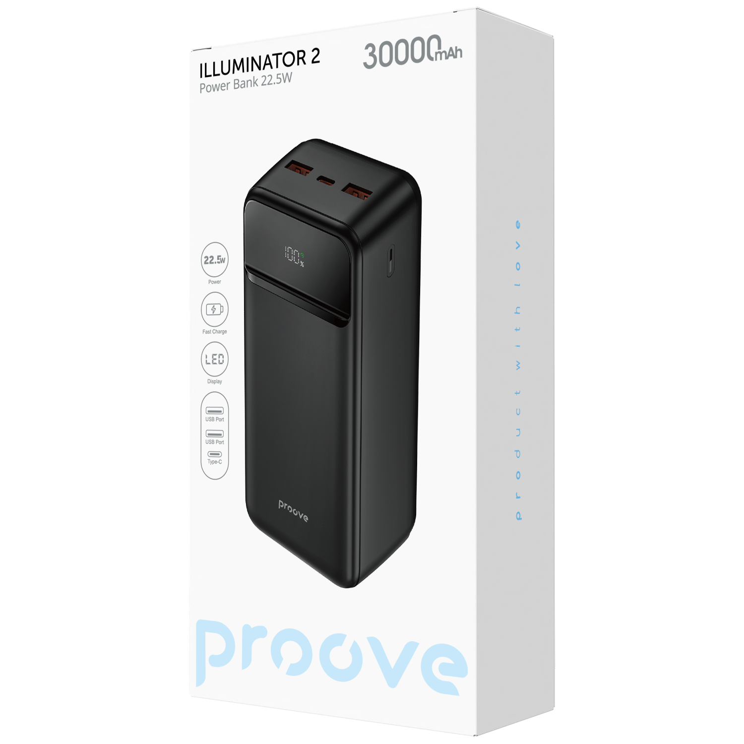 Повербанк Proove Illuminator 22,5W 30000 mAh Чорний (525789) - фото 2 Повербанк Proove Illuminator 22,5W 30000 mAh Чорний (525789) - фото 2