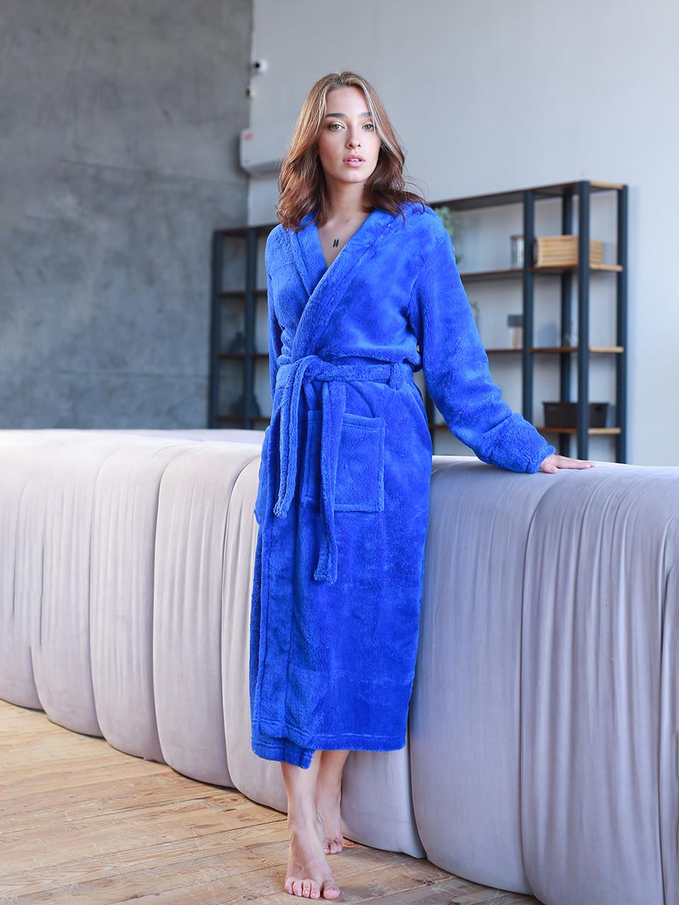 Халат женский махровый длинный М Электрик