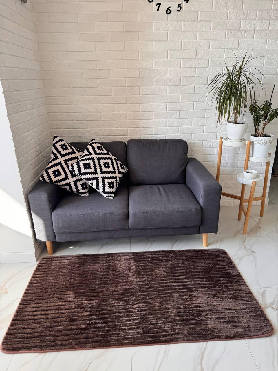 Килим прогумований високоворсовий 100х200 см Шоколадний (Д-sharpey-kover-004-03)