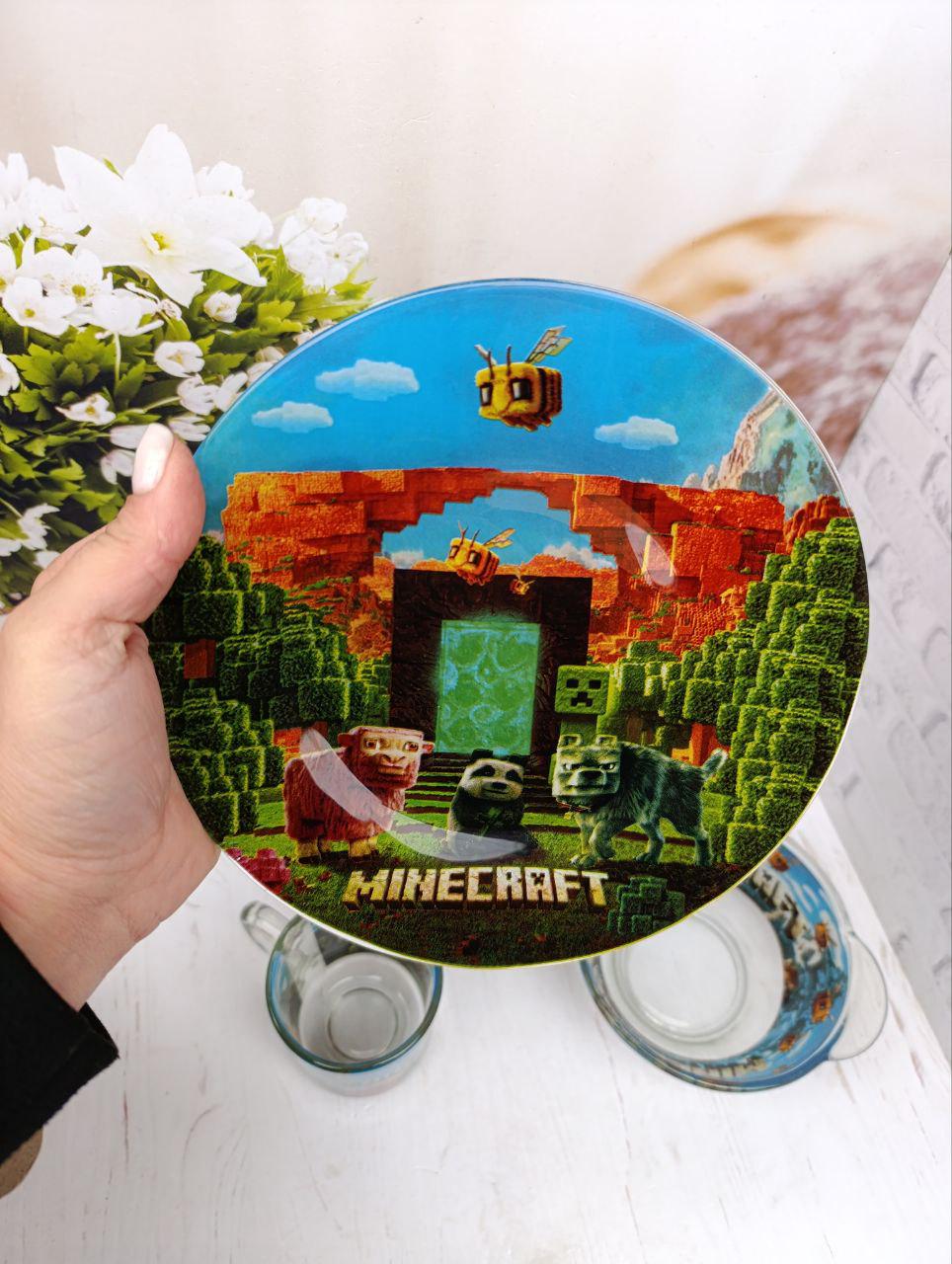 Детский наборСтоловой посуды Metr+ Minecraft стеклянный 3 предмета (MIN1) - фото 2