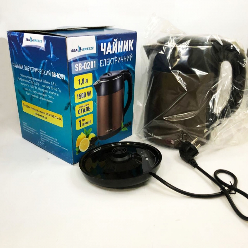 Електрочайник SeaBreeze SB-0201 металевий 1,8 л 1500 Вт (tf5927) - фото 5