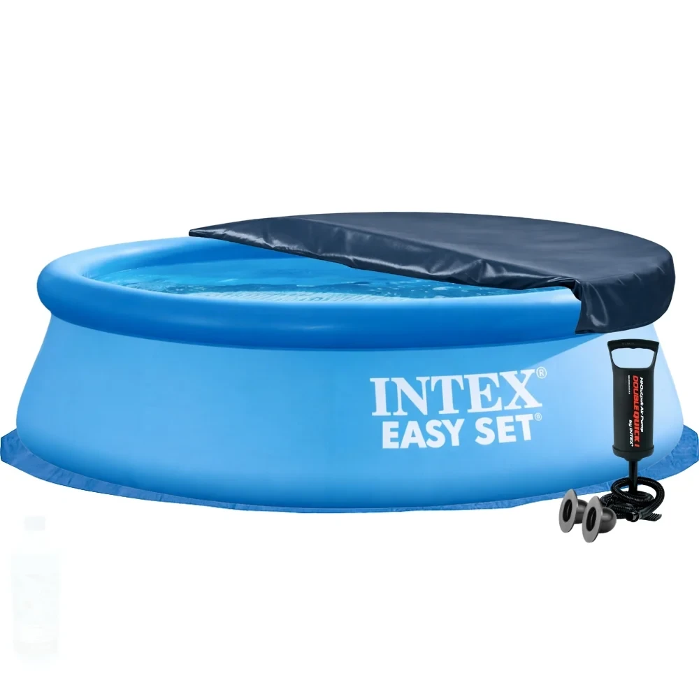 Бассейн круглый Easy Set Intex 28110-4в1 244х76 см с тентом/подстилкой/насосом Синий (147-9-28110-4)