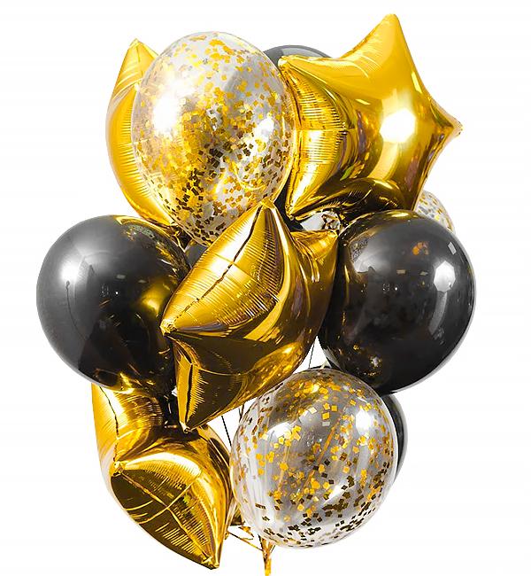 Воздушные шары 12 шт. Gold/Black