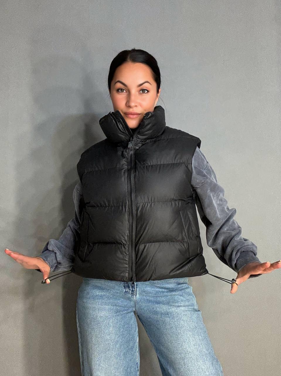 Жилетка жіноча A-N 10013 дута без капюшона р. 42 Чорний - фото 8