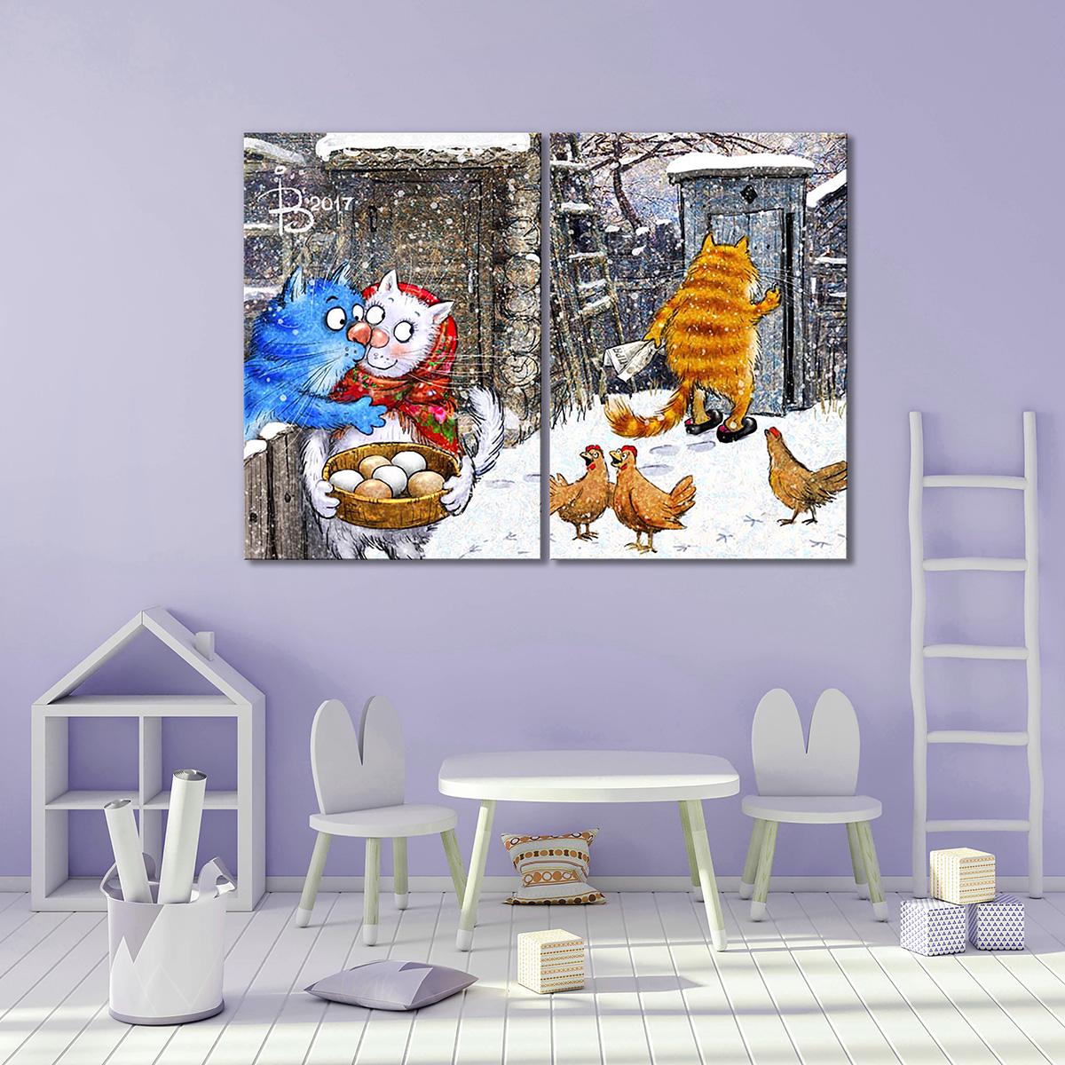 Модульная картина Поцелуй украдкой 2 модуля 30х45 см